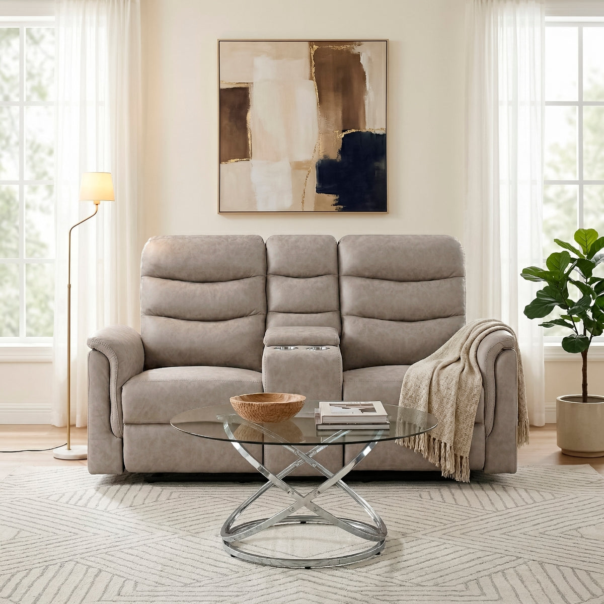 Metric Double Glider Reclining Love Seat with Center Console