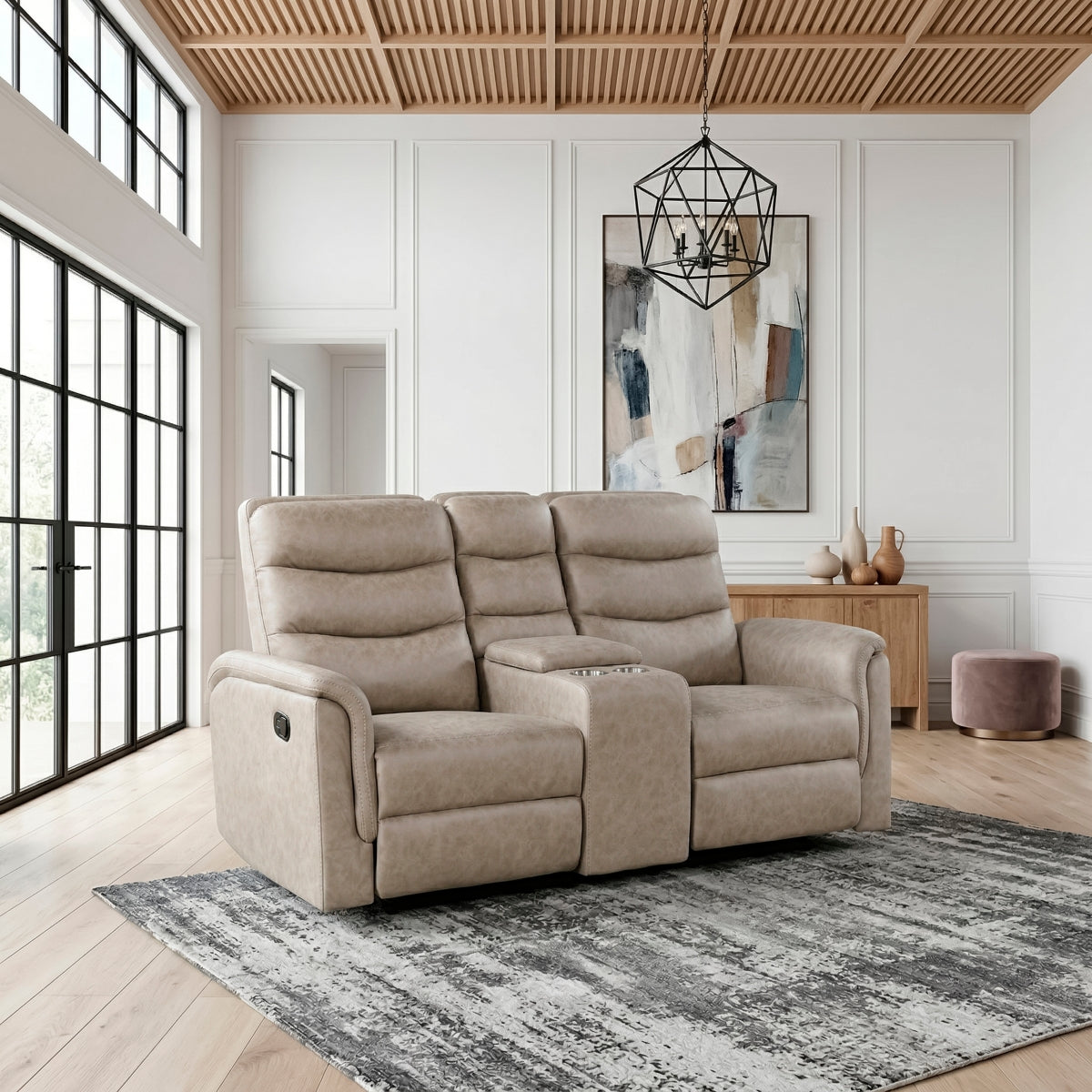 Metric Double Glider Reclining Love Seat with Center Console