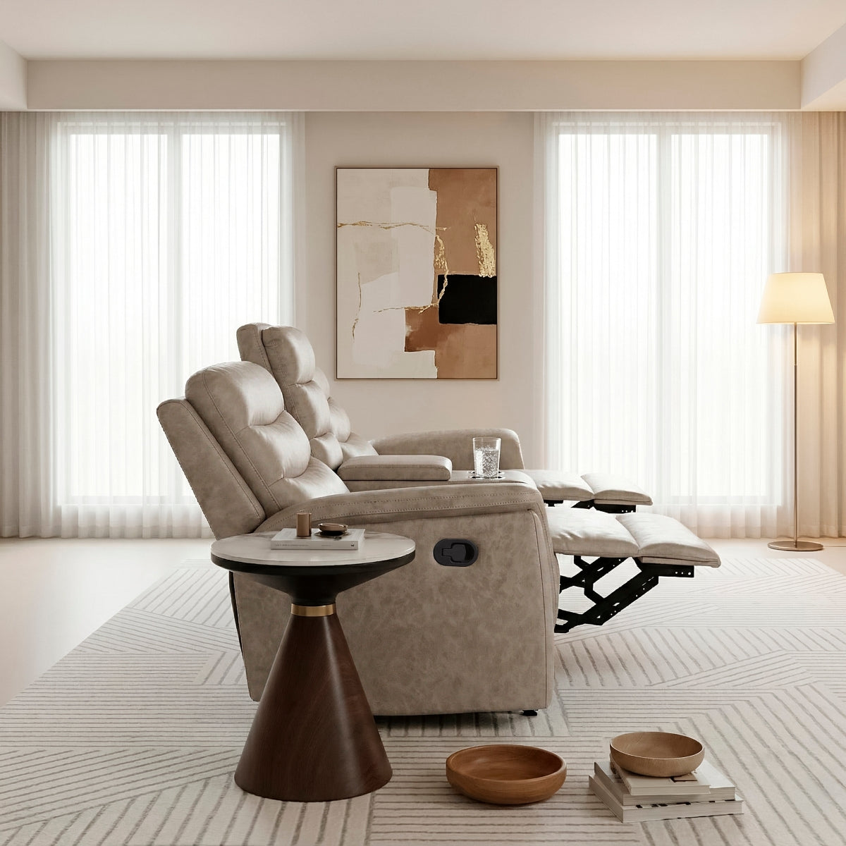 Metric Double Glider Reclining Love Seat with Center Console