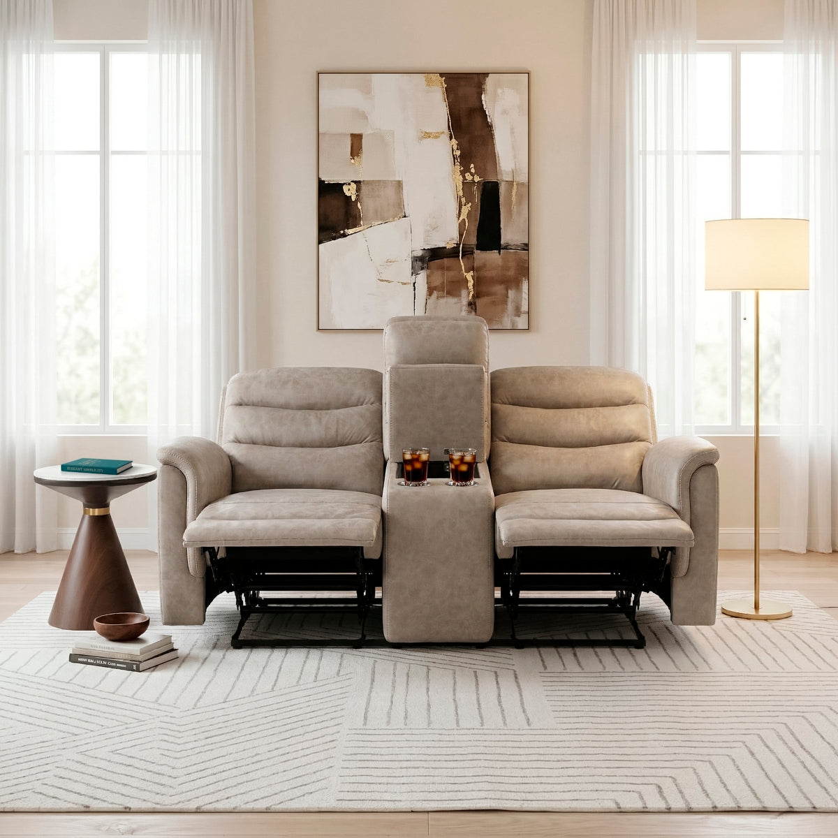 Metric Double Glider Reclining Love Seat with Center Console