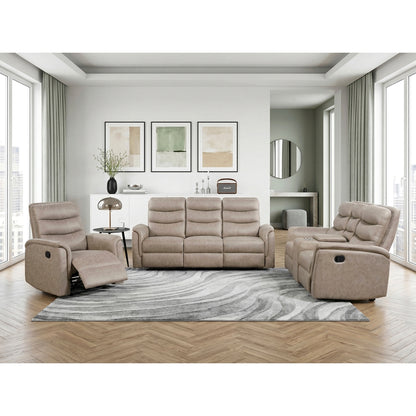 Metric Double Reclining Sofa with Drop-down Cup Holders