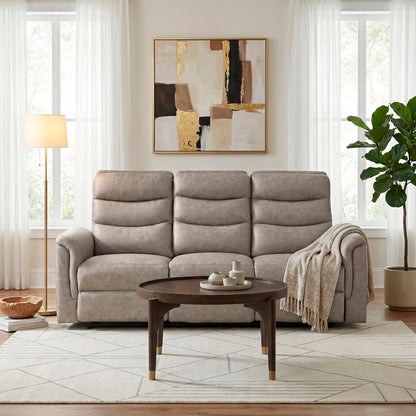 Metric Double Reclining Sofa with Drop-down Cup Holders