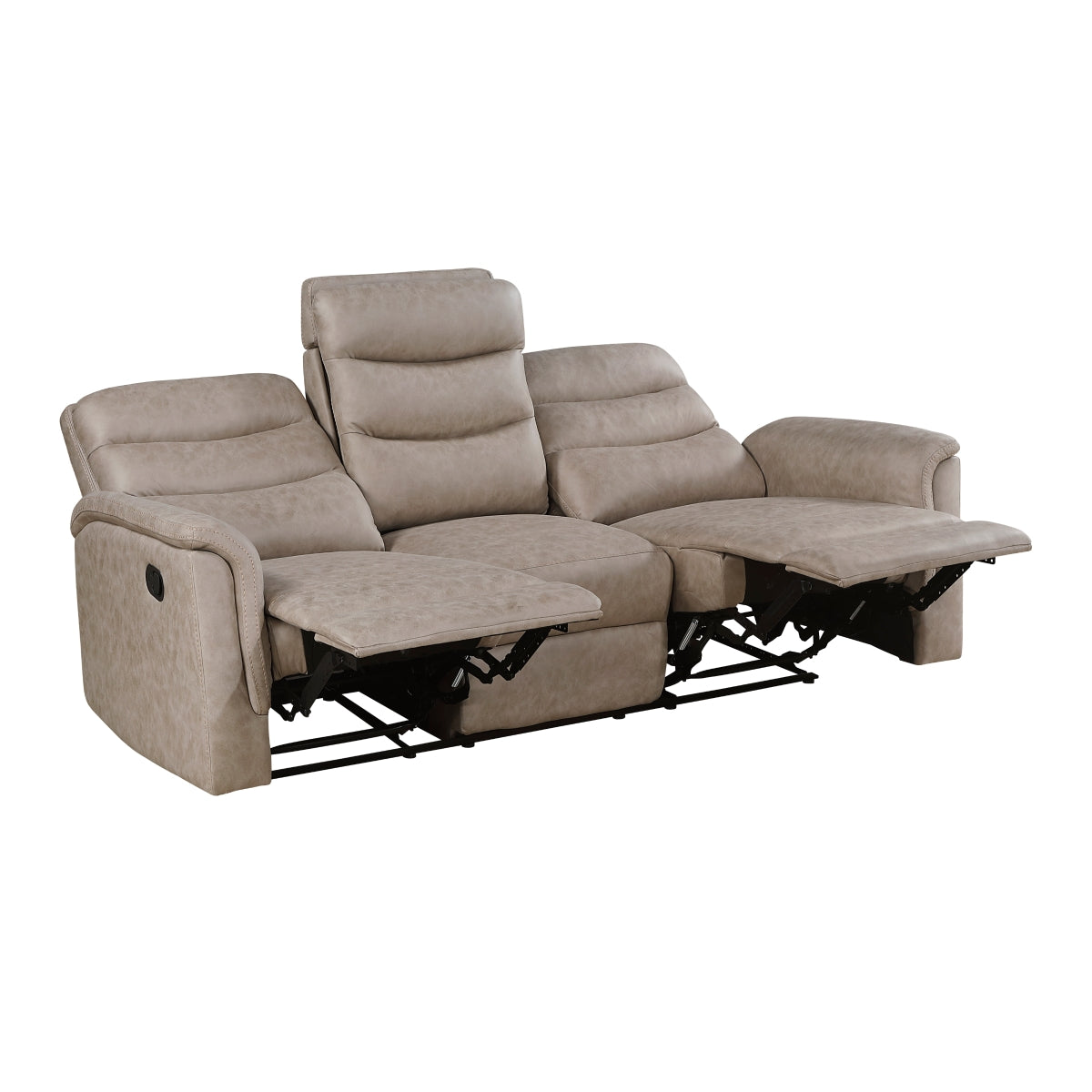 Metric Double Reclining Sofa with Drop-down Cup Holders