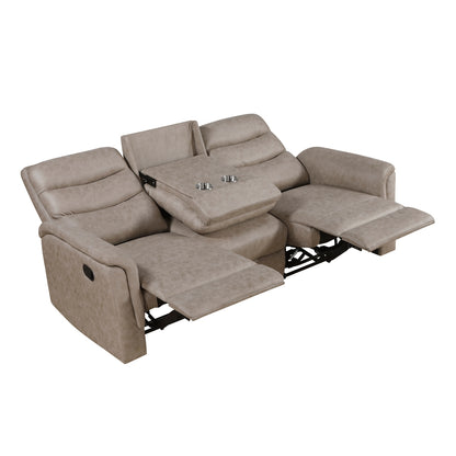Metric Double Reclining Sofa with Drop-down Cup Holders