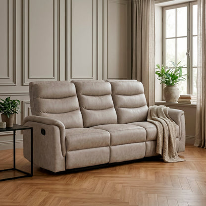 Metric Double Reclining Sofa with Drop-down Cup Holders