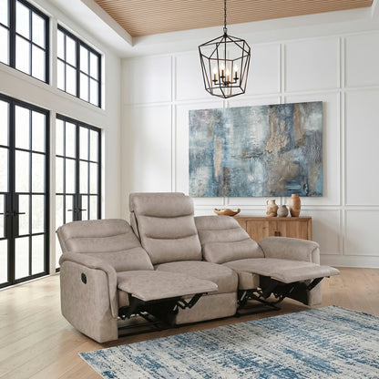 Metric Double Reclining Sofa with Drop-down Cup Holders