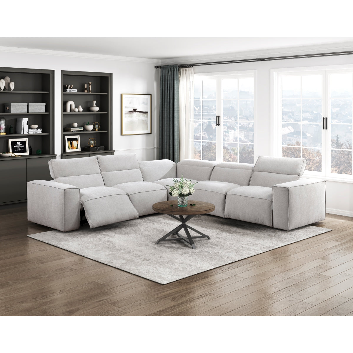 Phoebe 5-Piece Modular Power Reclining Sectional with Power Headrests