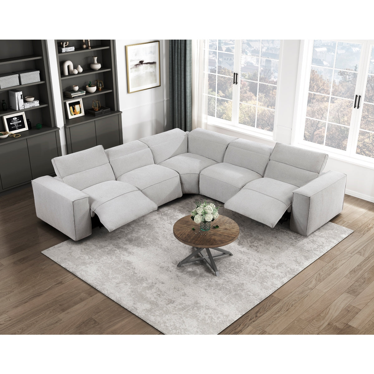 Phoebe 5-Piece Modular Power Reclining Sectional with Power Headrests