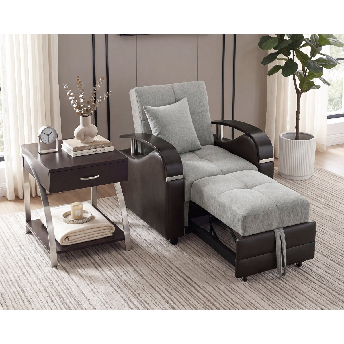 Hybrid Chair with Pull-out Bed and Click Motion Back