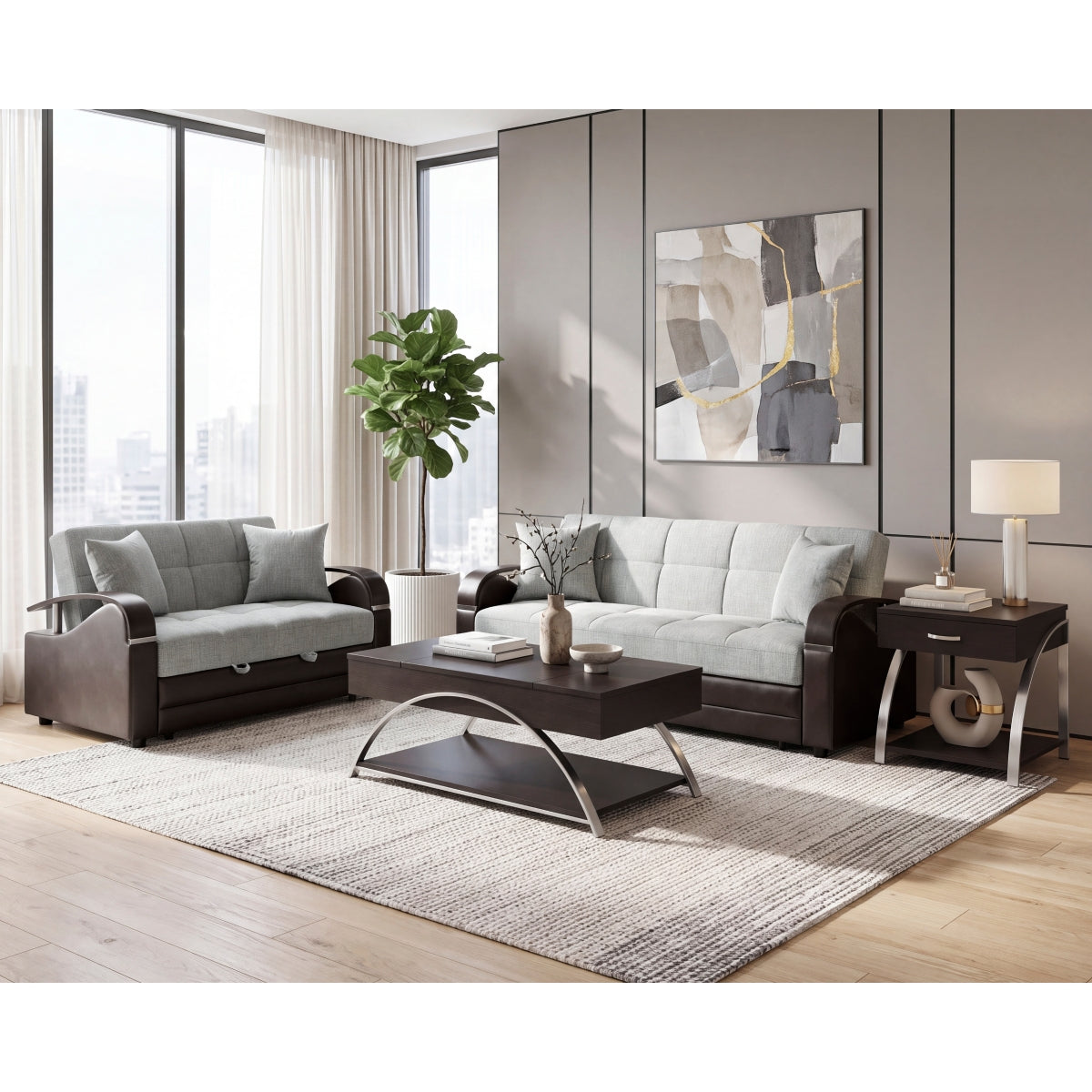Hybrid Sofa with Pull-out Bed and Click Motion Back