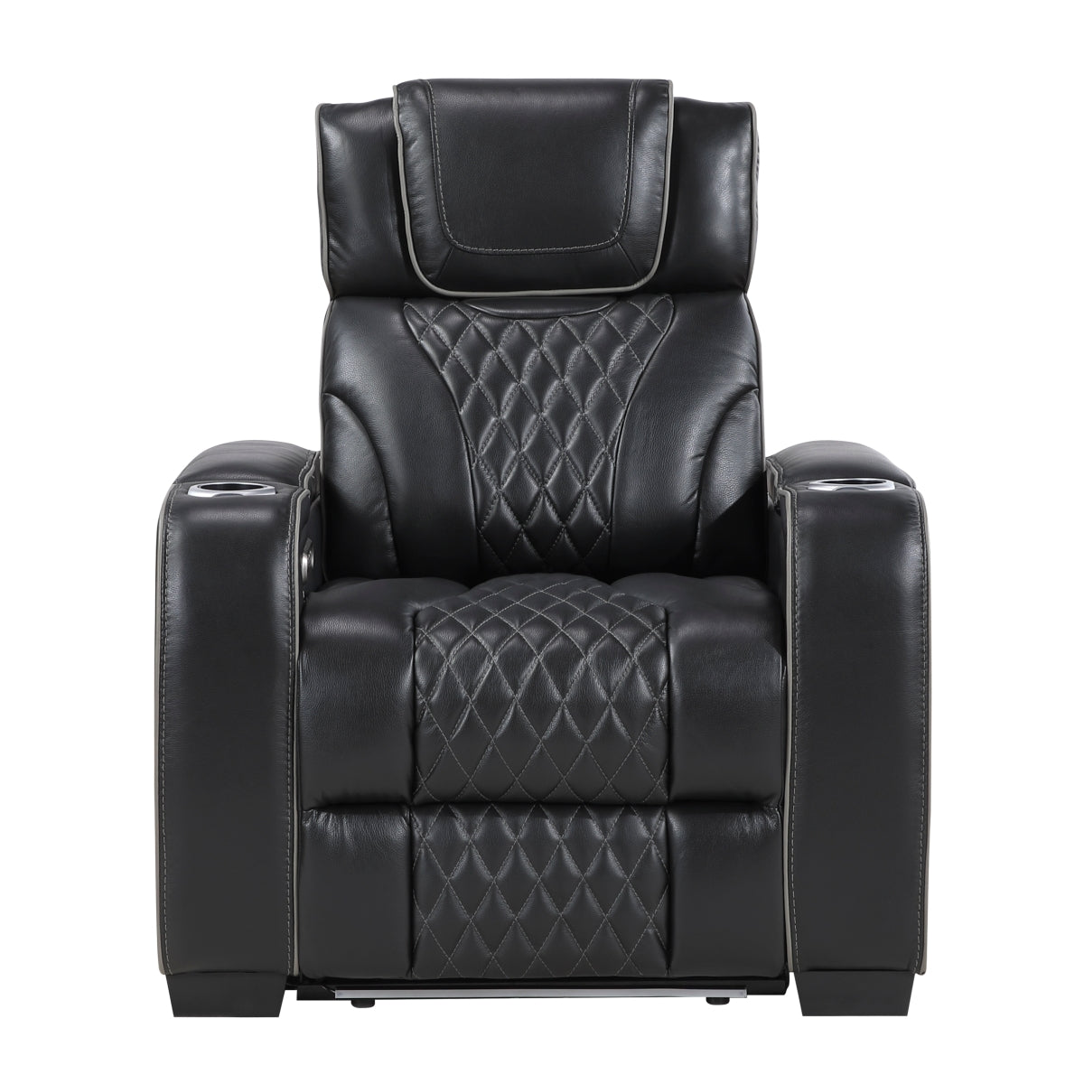 Apex Power Reclining Chair with Power Headrest, Storage Arms with Cup Holders, Air Massage and Heat, LED Lighting and Charging Ports