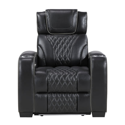 Apex Power Reclining Chair with Power Headrest, Storage Arms with Cup Holders, Air Massage and Heat, LED Lighting and Charging Ports