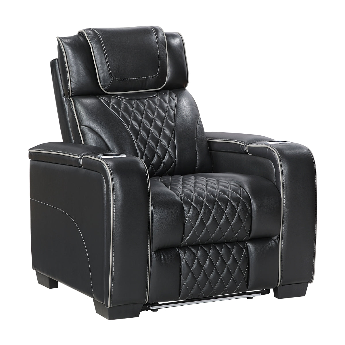 Apex Power Reclining Chair with Power Headrest, Storage Arms with Cup Holders, Air Massage and Heat, LED Lighting and Charging Ports