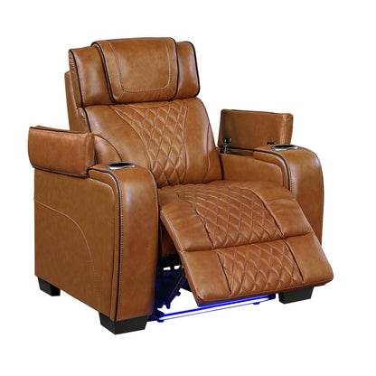 Apex Power Reclining Chair with Power Headrest, Storage Arms with Cup Holders, Air Massage and Heat, LED Lighting and Charging Ports