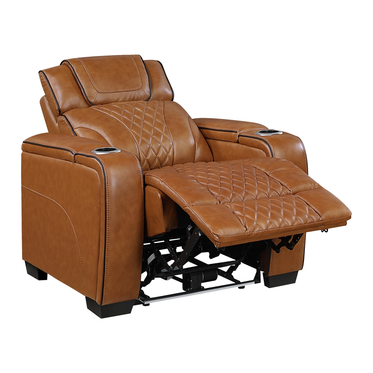 Apex Power Reclining Chair with Power Headrest, Storage Arms with Cup Holders, Air Massage and Heat, LED Lighting and Charging Ports