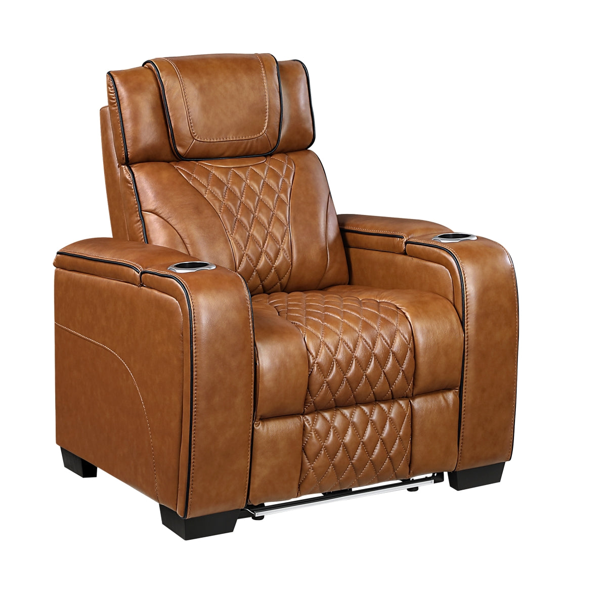 Apex Power Reclining Chair with Power Headrest, Storage Arms with Cup Holders, Air Massage and Heat, LED Lighting and Charging Ports