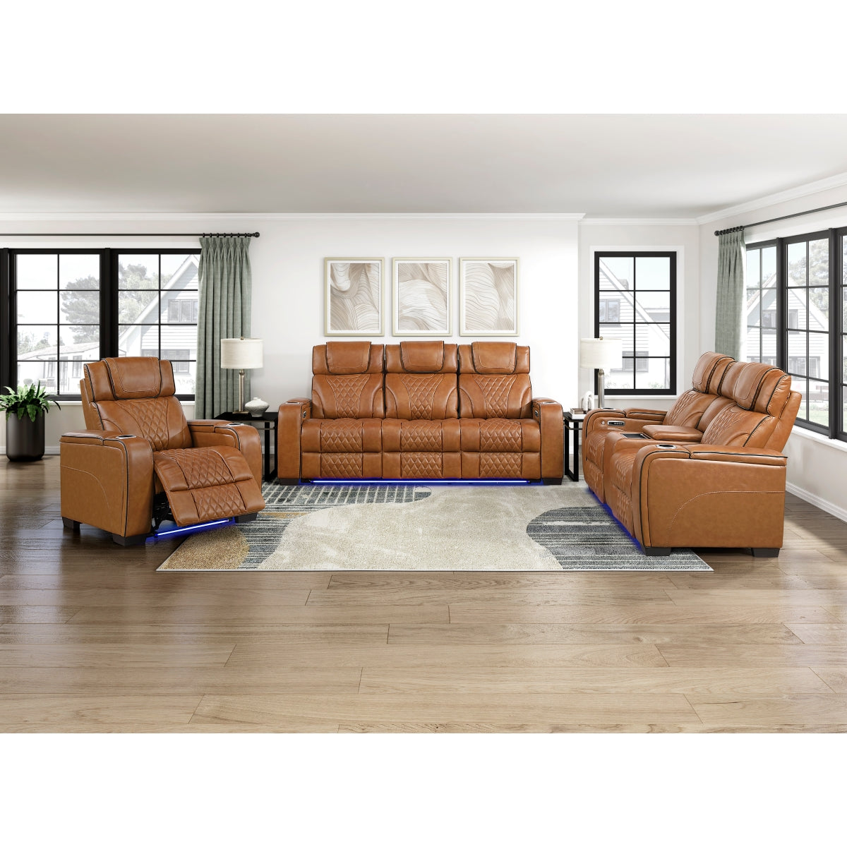 Apex Power Reclining Chair with Power Headrest, Storage Arms with Cup Holders, Air Massage and Heat, LED Lighting and Charging Ports