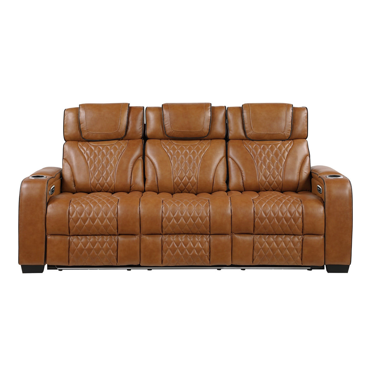 Apex Power Double Reclining Sofa with Center Drop-Down Cup Holders, Power Headrests, Storage Arms with Cup holders, Reading Lights, Wireless Charger, Air Massage and Heat, LED Lighting and Charging Ports
