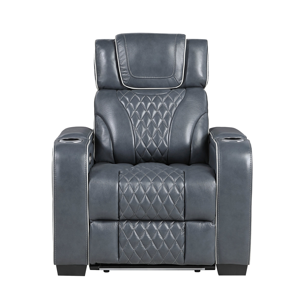 Apex Power Reclining Chair with Power Headrest, Storage Arms with Cup Holders, Air Massage and Heat, LED Lighting and Charging Ports