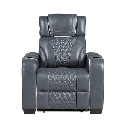 Apex Power Reclining Chair with Power Headrest, Storage Arms with Cup Holders, Air Massage and Heat, LED Lighting and Charging Ports