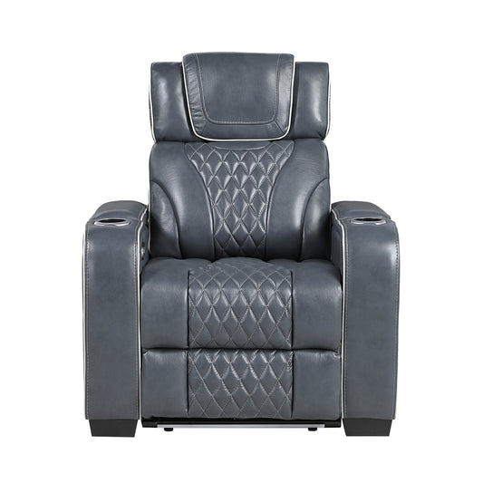 Apex Power Reclining Chair with Power Headrest, Storage Arms with Cup Holders, Air Massage and Heat, LED Lighting and Charging Ports