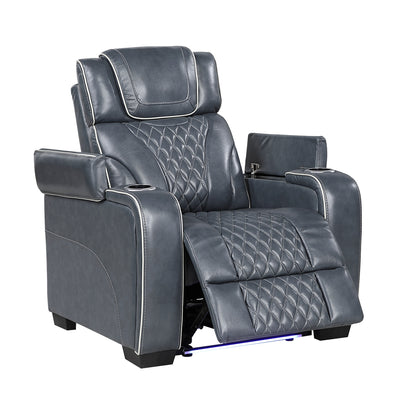 Apex Power Reclining Chair with Power Headrest, Storage Arms with Cup Holders, Air Massage and Heat, LED Lighting and Charging Ports