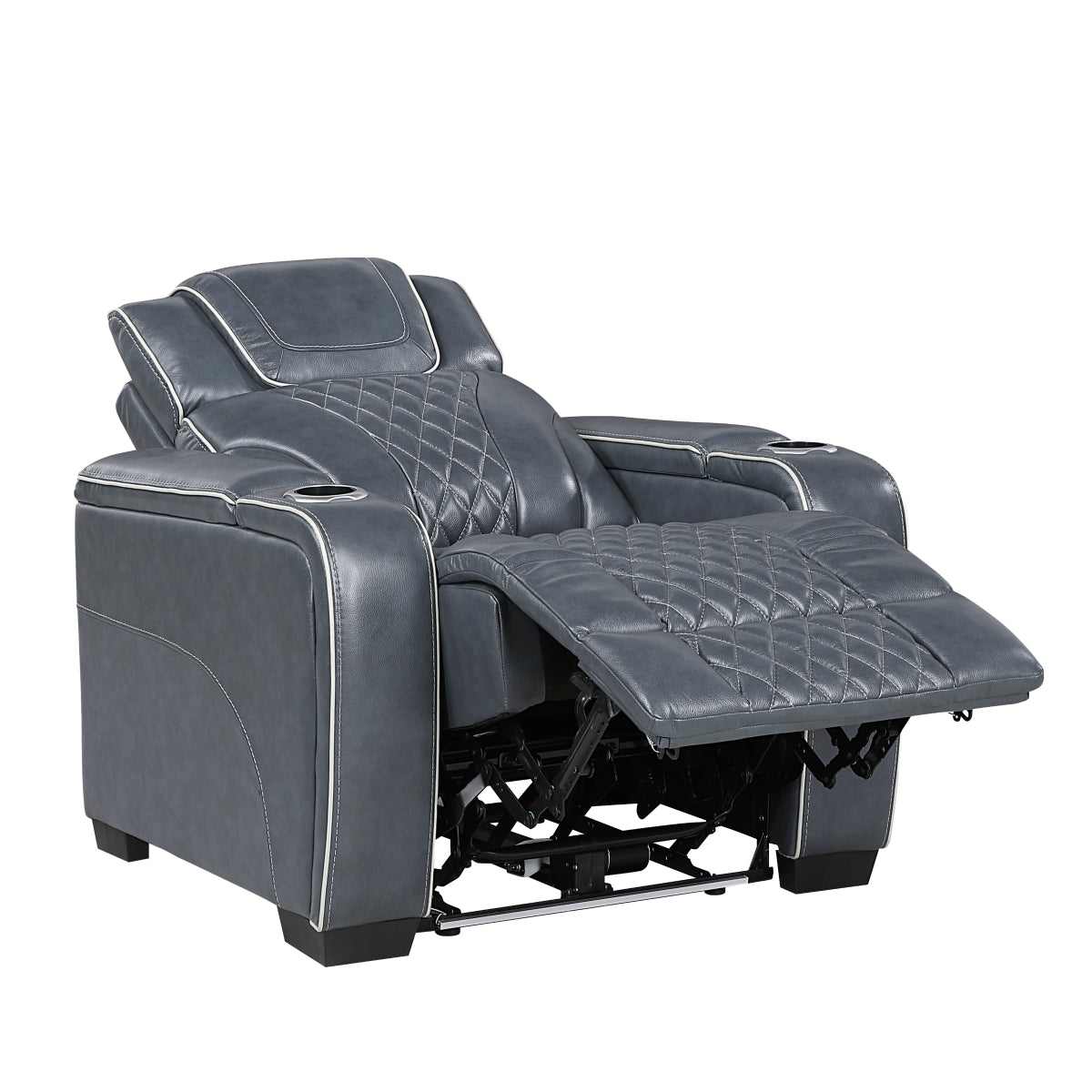 Apex Power Reclining Chair with Power Headrest, Storage Arms with Cup Holders, Air Massage and Heat, LED Lighting and Charging Ports