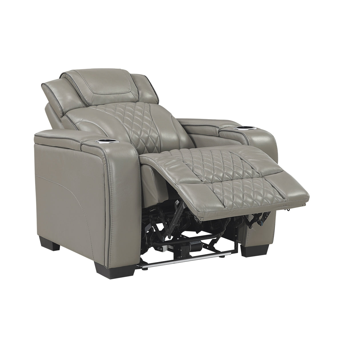 Apex Power Reclining Chair with Power Headrest, Storage Arms with Cup Holders, Air Massage and Heat, LED Lighting and Charging Ports