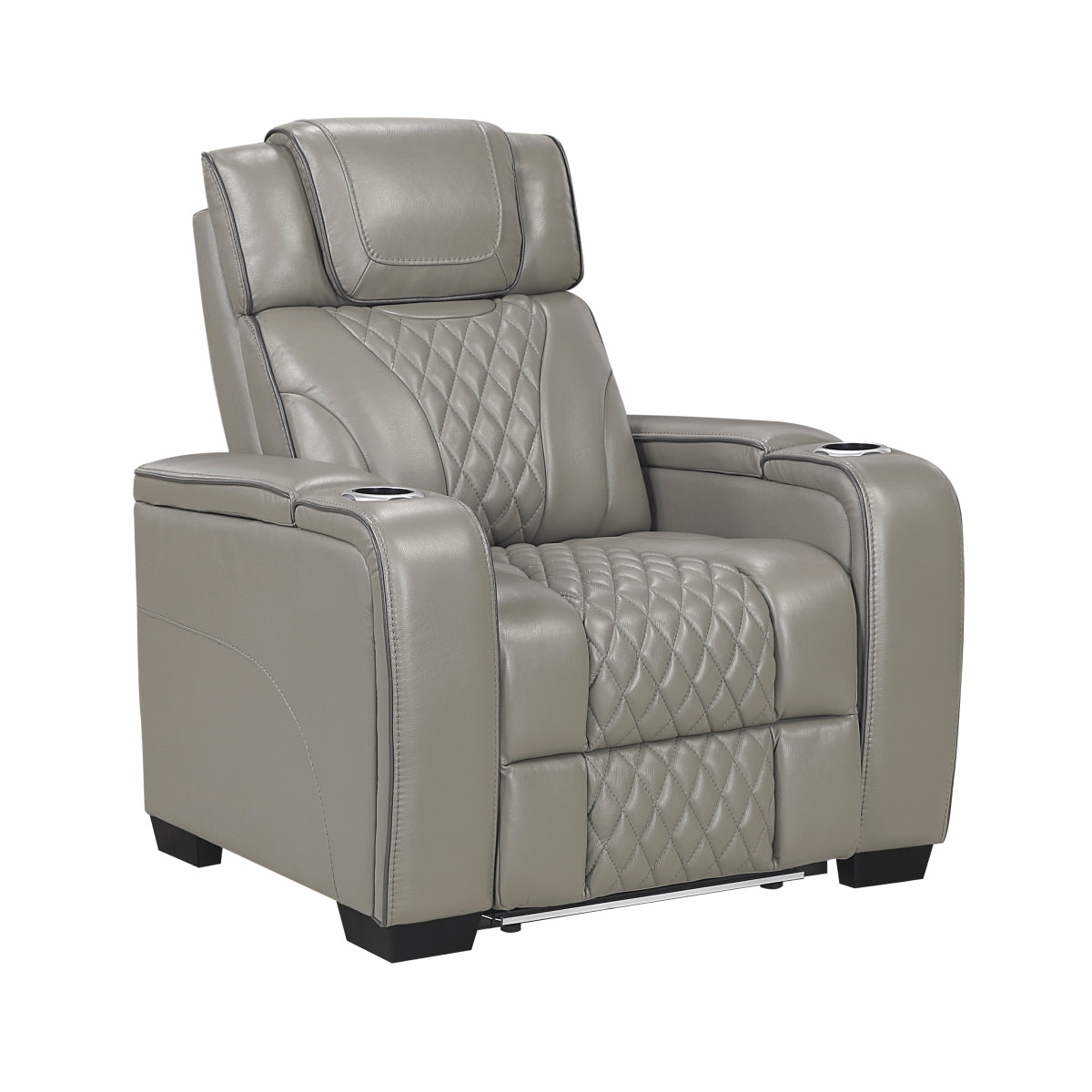 Apex Power Reclining Chair with Power Headrest, Storage Arms with Cup Holders, Air Massage and Heat, LED Lighting and Charging Ports