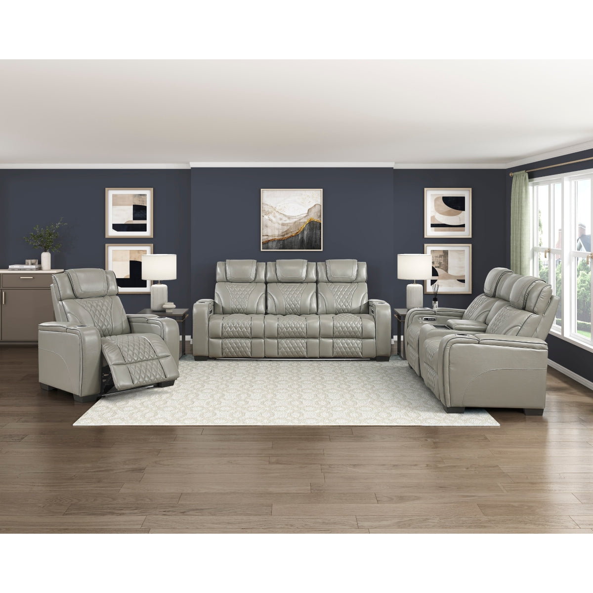 Apex Power Reclining Chair with Power Headrest, Storage Arms with Cup Holders, Air Massage and Heat, LED Lighting and Charging Ports