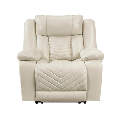 Huron Power Reclining Chair with LED and Charging Ports - Beige