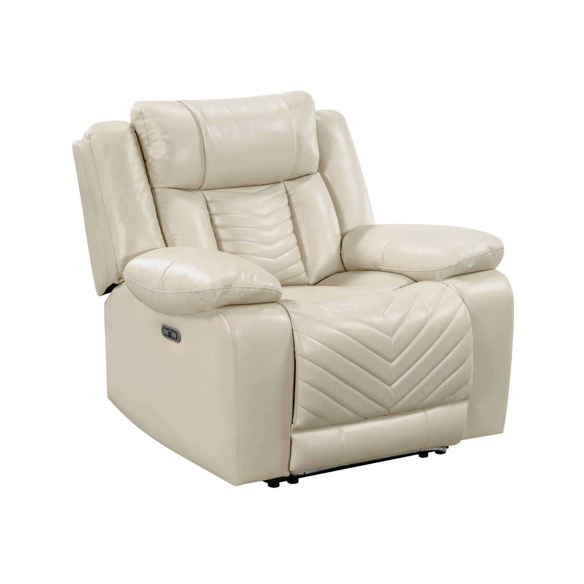 Huron Power Reclining Chair with LED and Charging Ports - Beige