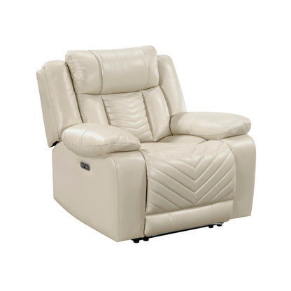 Huron Power Reclining Chair with LED and Charging Ports - Beige