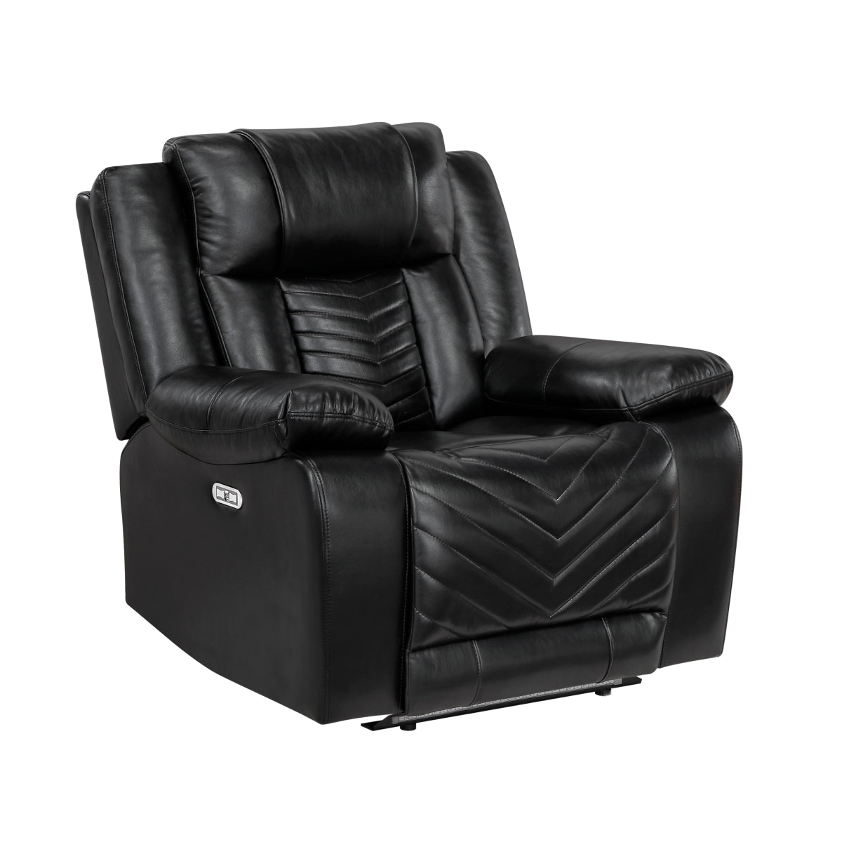Huron Power Reclining Chair with LED and Charging Ports - Black