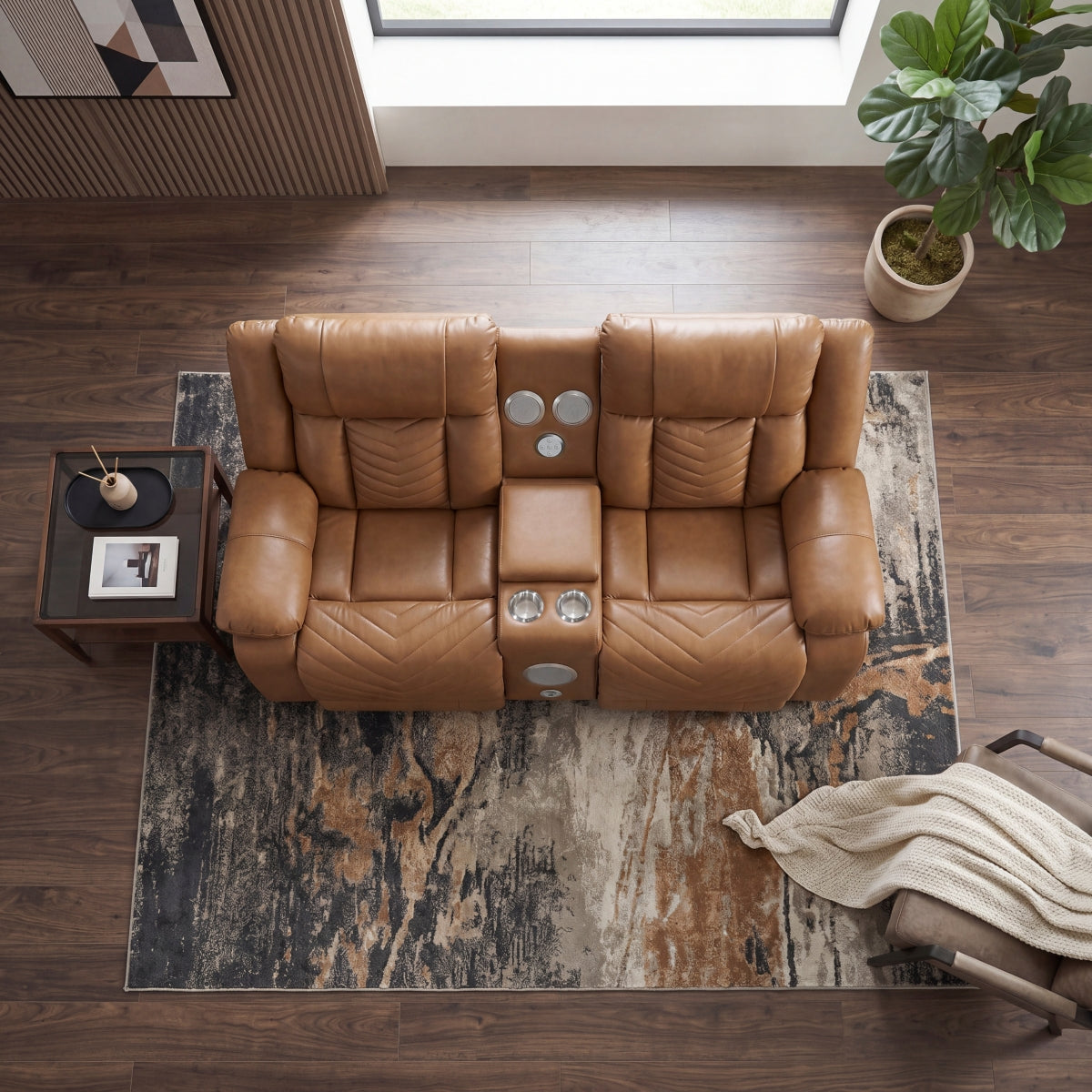 Huron Power Double Reclining Love Seat with Center Console, Wireless Speakers, LED and Charging Ports