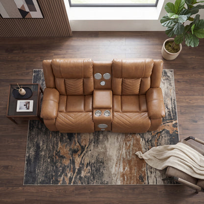 Huron Power Double Reclining Love Seat with Center Console, Wireless Speakers, LED and Charging Ports