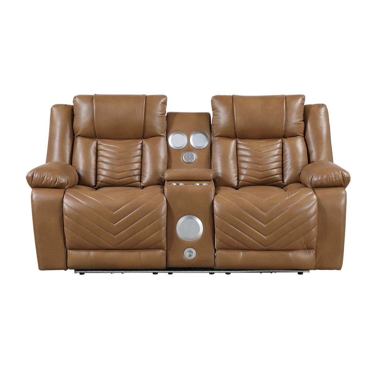 Huron Power Double Reclining Love Seat with Center Console, Wireless Speakers, LED and Charging Ports