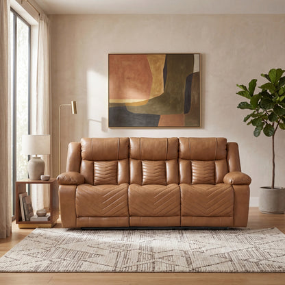 Huron Power Double Reclining Sofa with Center Drop-Down Cup Holders, Wireless Charger, Magazine Bag, LED and Charging Ports