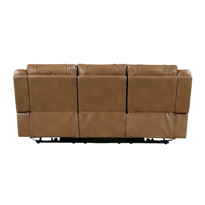Huron Power Double Reclining Sofa with Center Drop-Down Cup Holders, Wireless Charger, Magazine Bag, LED and Charging Ports