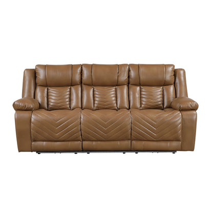 Huron Power Double Reclining Sofa with Center Drop-Down Cup Holders, Wireless Charger, Magazine Bag, LED and Charging Ports