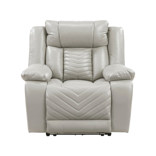 Huron Power Reclining Chair with LED and Charging Ports - Gray