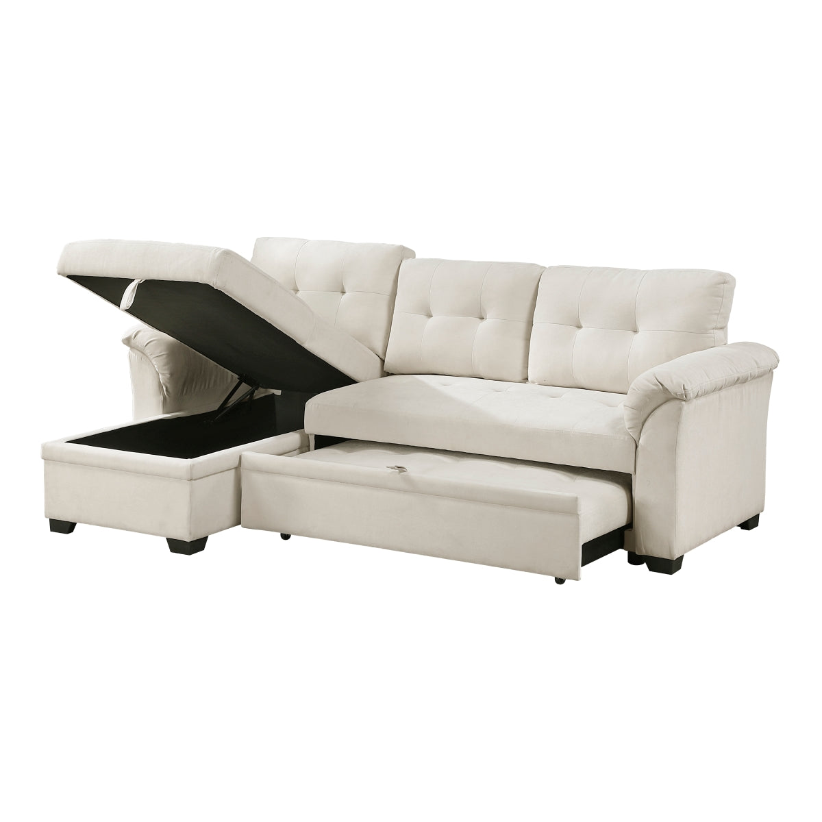 Elara 2-Piece Reversible Sectional with Pull-out Bed, Reversible Chaise and Hidden Storage