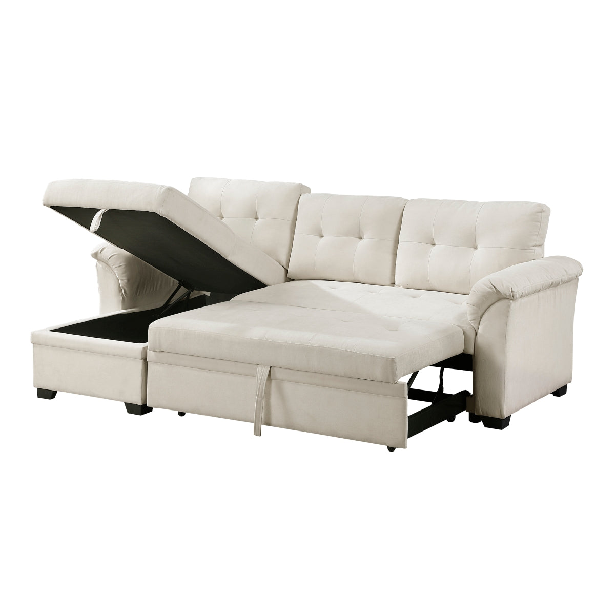 Elara 2-Piece Reversible Sectional with Pull-out Bed, Reversible Chaise and Hidden Storage