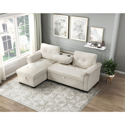 Elara 2-Piece Reversible Sectional with Pull-out Bed, Reversible Chaise and Hidden Storage