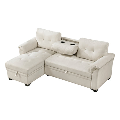 Elara 2-Piece Reversible Sectional with Pull-out Bed, Reversible Chaise and Hidden Storage