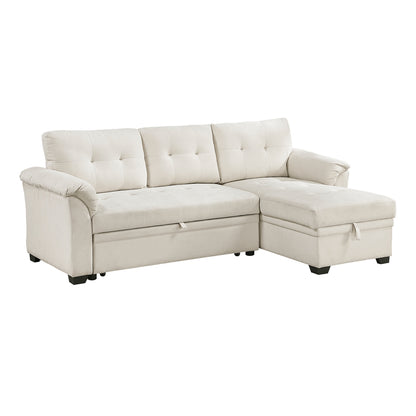 Elara 2-Piece Reversible Sectional with Pull-out Bed, Reversible Chaise and Hidden Storage