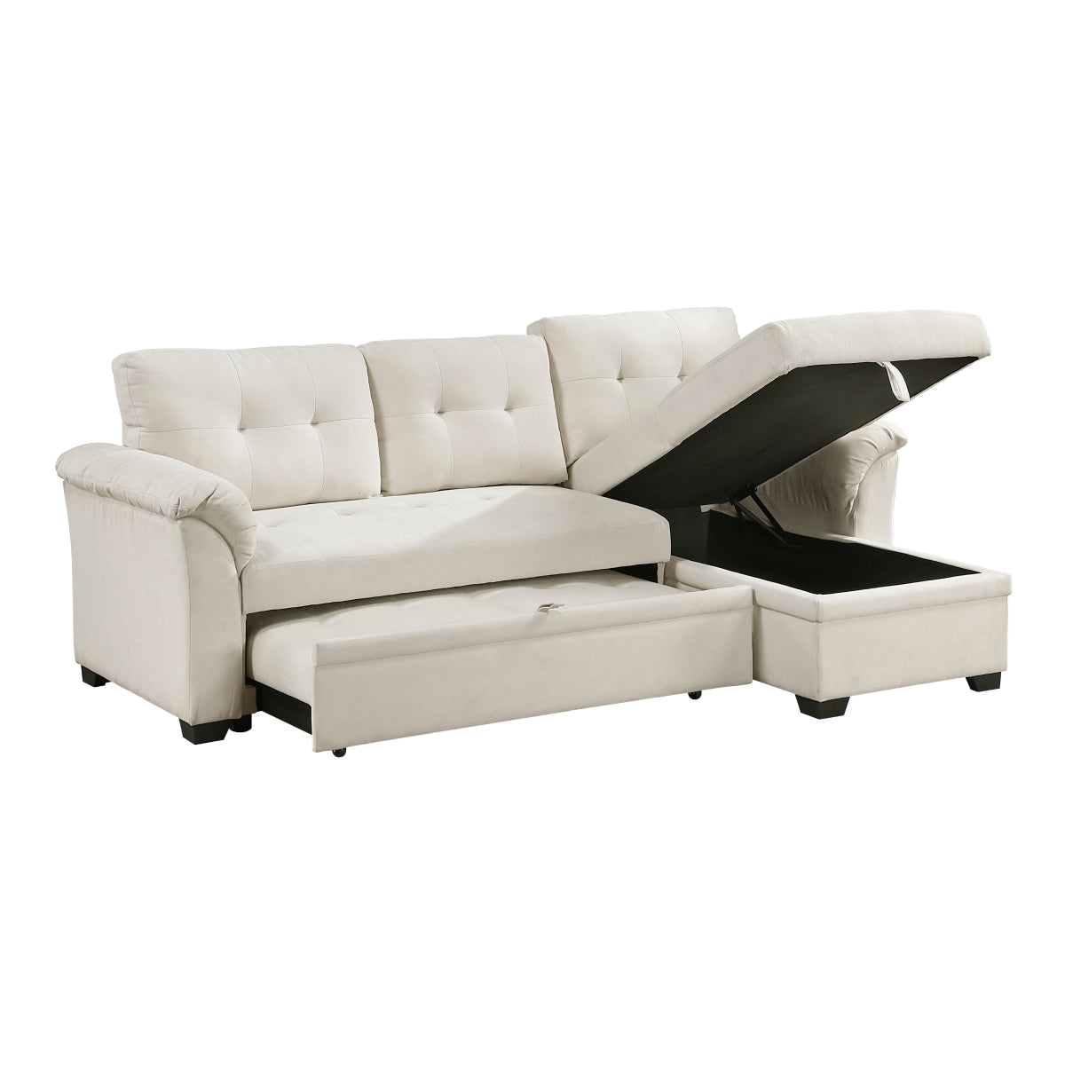 Elara 2-Piece Reversible Sectional with Pull-out Bed, Reversible Chaise and Hidden Storage