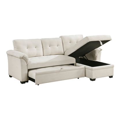 Elara 2-Piece Reversible Sectional with Pull-out Bed, Reversible Chaise and Hidden Storage