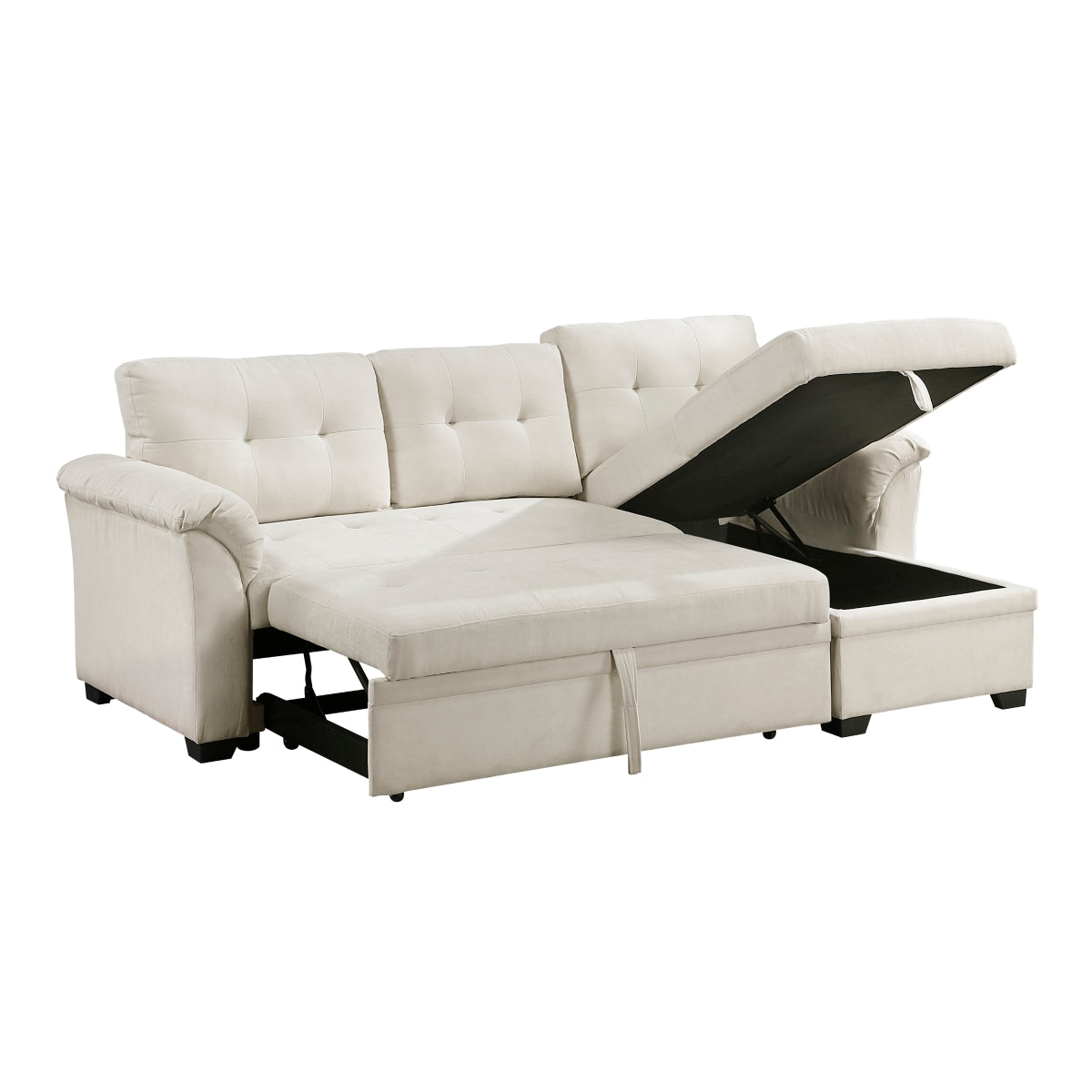 Elara 2-Piece Reversible Sectional with Pull-out Bed, Reversible Chaise and Hidden Storage