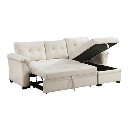 Elara 2-Piece Reversible Sectional with Pull-out Bed, Reversible Chaise and Hidden Storage